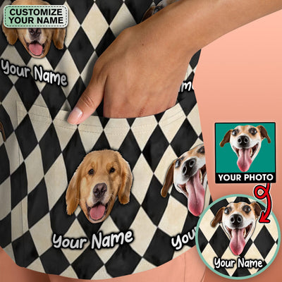 Personalized Pet Portrait Argyle Scrub Top, Comfortable Scrubs for Nurses