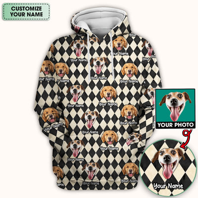 Personalized Pet Portrait Argyle Scrub Top, Comfortable Scrubs for Nurses