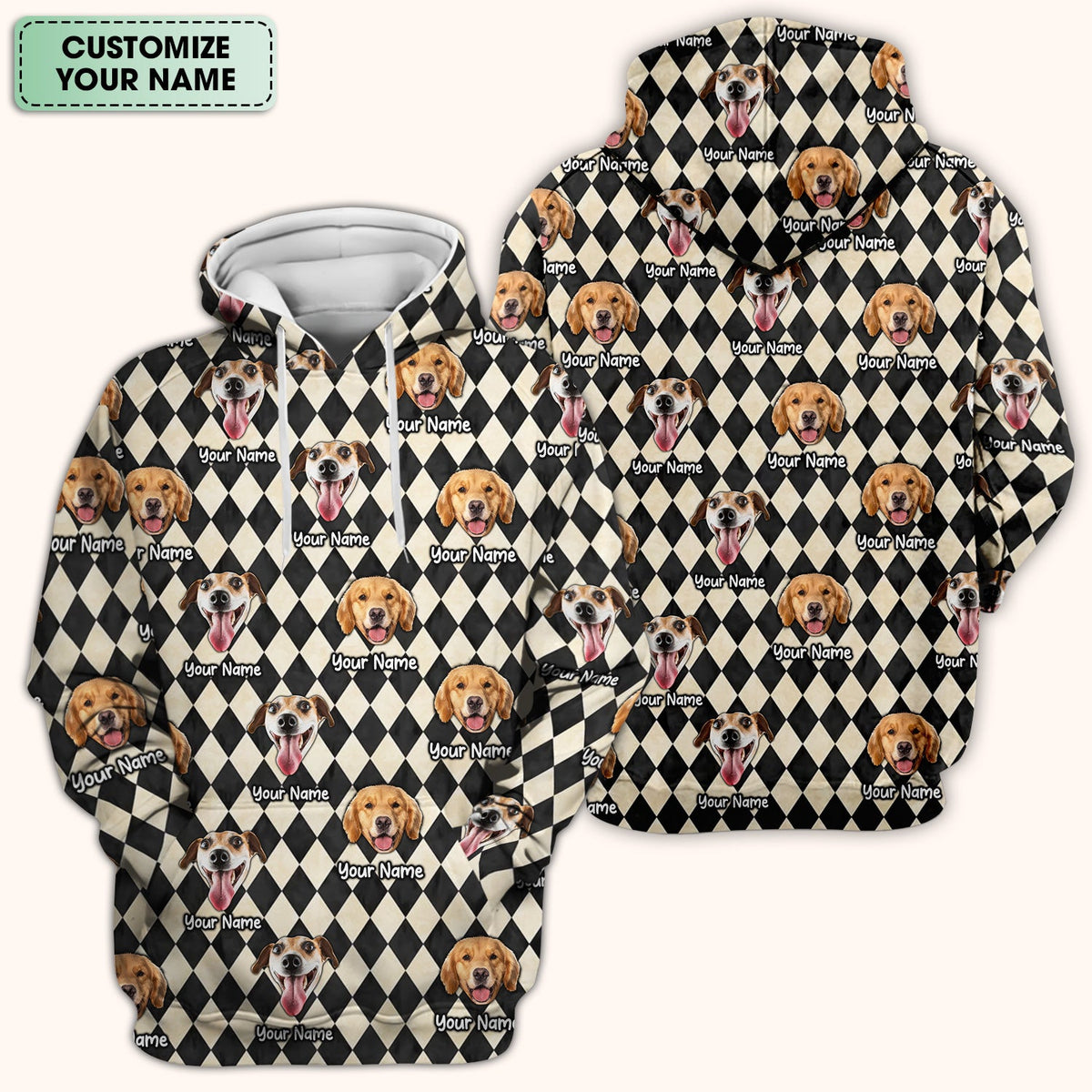 Personalized Pet Portrait Argyle Scrub Top, Comfortable Scrubs for Nurses
