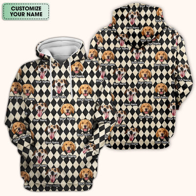 Personalized Pet Portrait Argyle Scrub Top, Comfortable Scrubs for Nurses