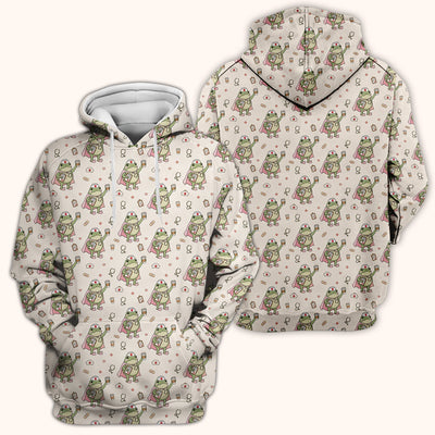 Cute Super Nurse Frog Pattern Scrub Top, Comfortable Scrubs for Nurses
