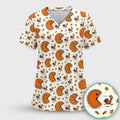 Thanksgiving Pie Chasing Turkey Scrub Top, Comfortable Scrubs for Nurses
