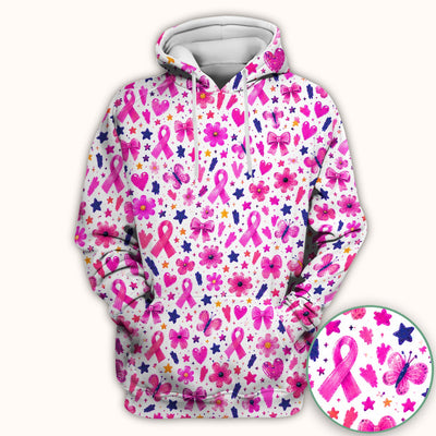 Pink Ribbon Floral Breast Cancer Pattern Scrub Top, Comfortable Scrubs for Nurses