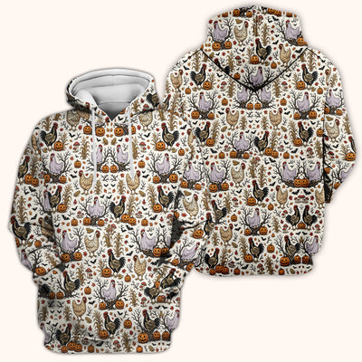 Halloween Skeleton Chickens Pattern Scrub Top, Comfortable Scrubs for Nurses