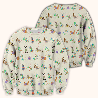 Cute Watercolor Cat Pattern Scrub Top, Comfortable Scrubs for Nurses