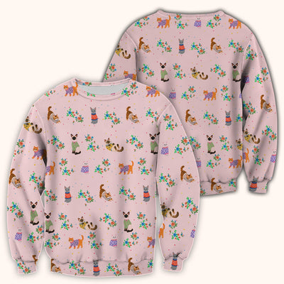 Cute Watercolor Cat Pattern Scrub Top, Comfortable Scrubs for Nurses