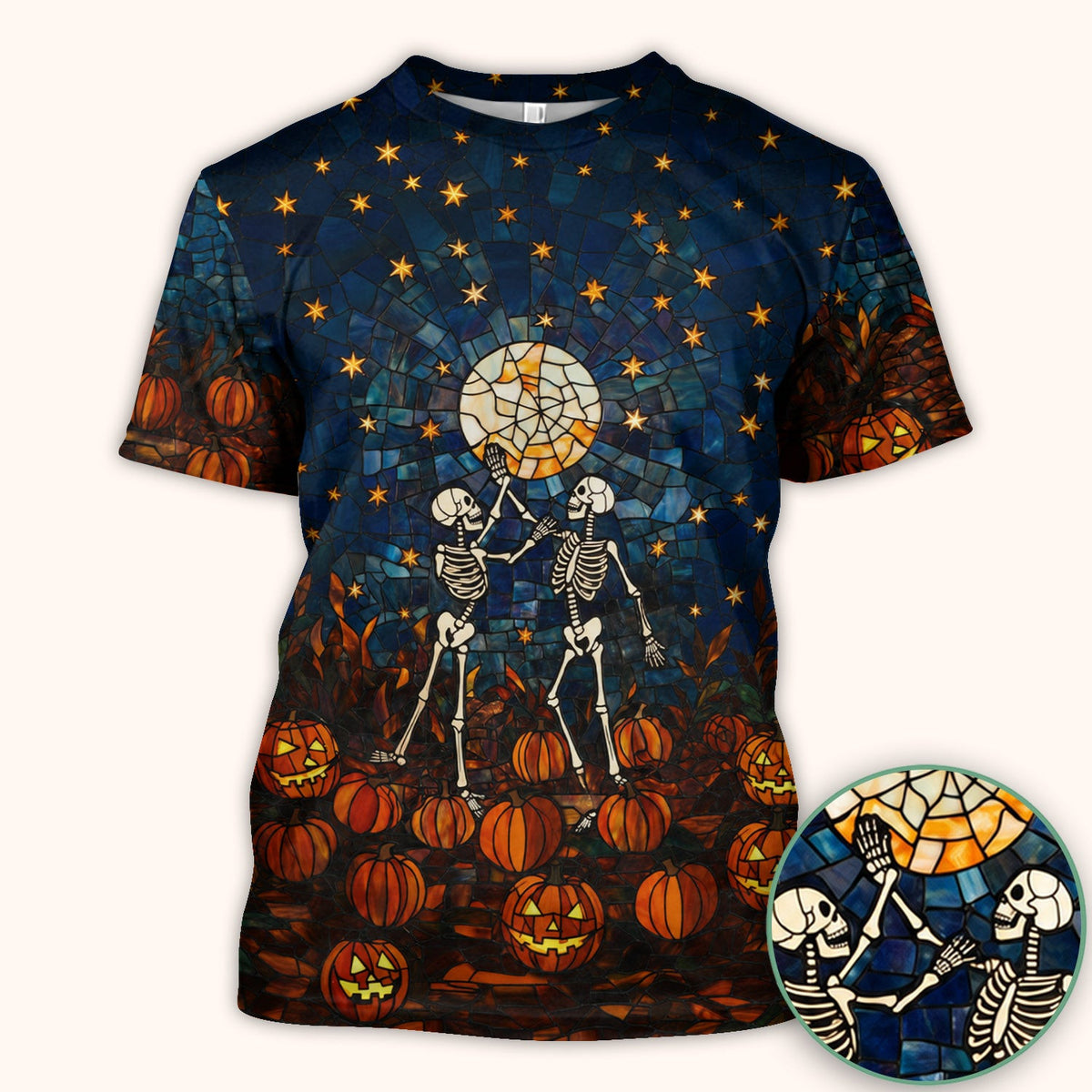 Halloween Skeleton Pumpkin Patch Scrub Top, Comfortable Scrubs for Nurses