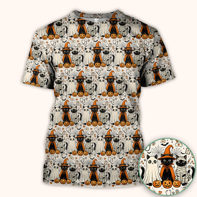 Spooky Halloween Costume Cats Scrub Top, Comfortable Scrubs for Nurses