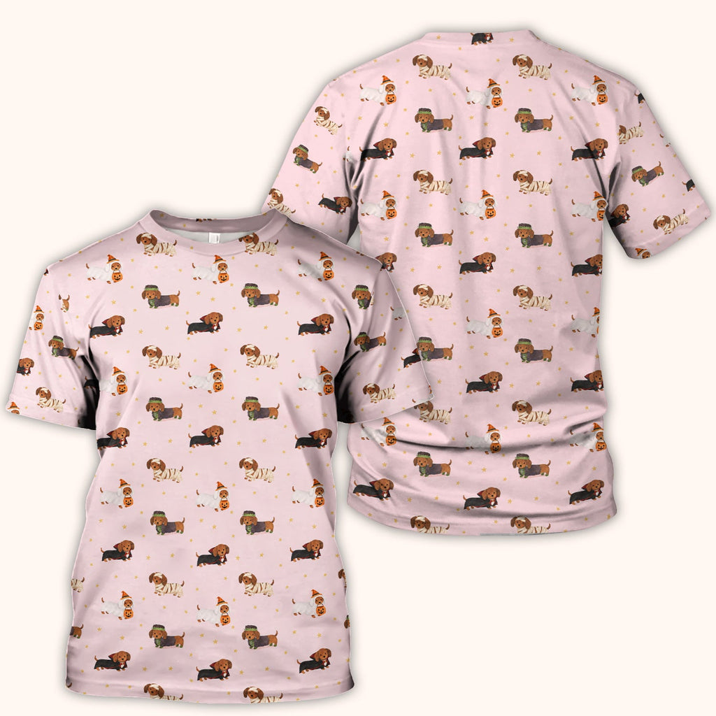 Halloween Mummy Dachshund Scrub Top, Comfortable Scrubs for Nurses