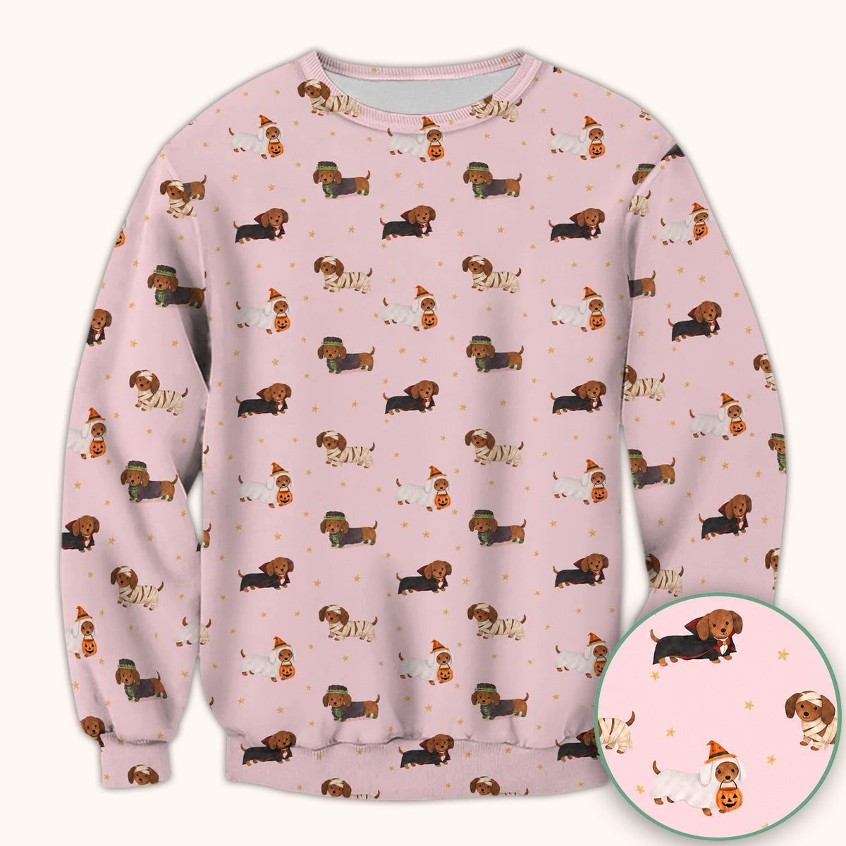 Halloween Mummy Dachshund Scrub Top, Comfortable Scrubs for Nurses
