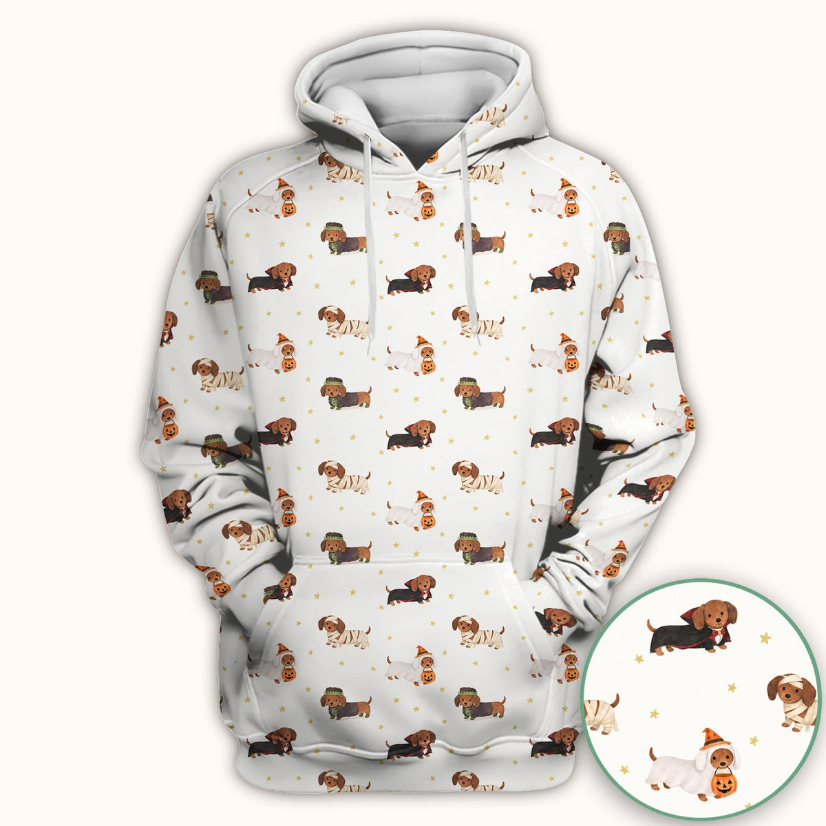 Halloween Mummy Dachshund Scrub Top, Comfortable Scrubs for Nurses