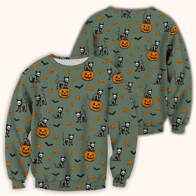 Skeleton Cat Pattern Scrub Top, Comfortable Scrubs for Nurses