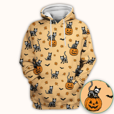 Skeleton Cat Pattern Scrub Top, Comfortable Scrubs for Nurses