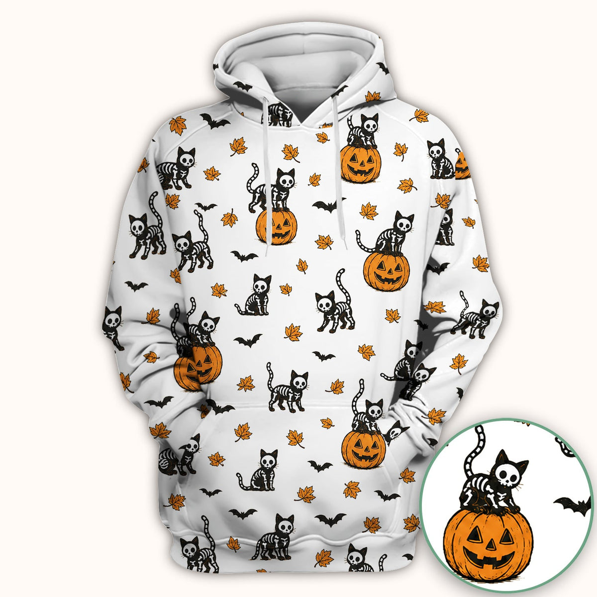 Skeleton Cat Pattern Scrub Top, Comfortable Scrubs for Nurses