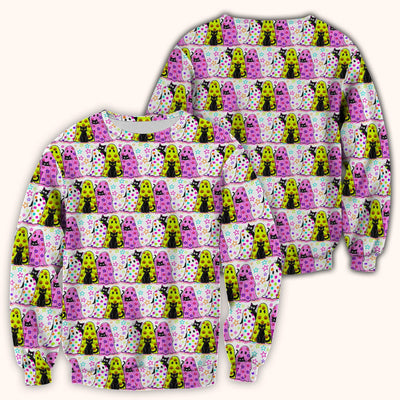 Spooky Halloween Ghost Cat Print Scrub Top, Comfortable Scrubs for Nurses