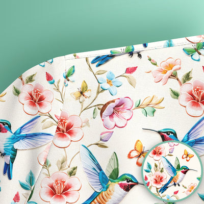 Hummingbird Blossom Butterfly Pattern Scrub Top, Comfortable Scrubs for Nurses