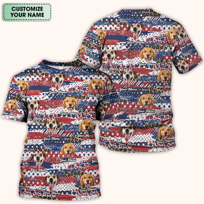 Custom Dog Photo Flag Pattern Scrub Top, Comfortable Scrubs for Nurses