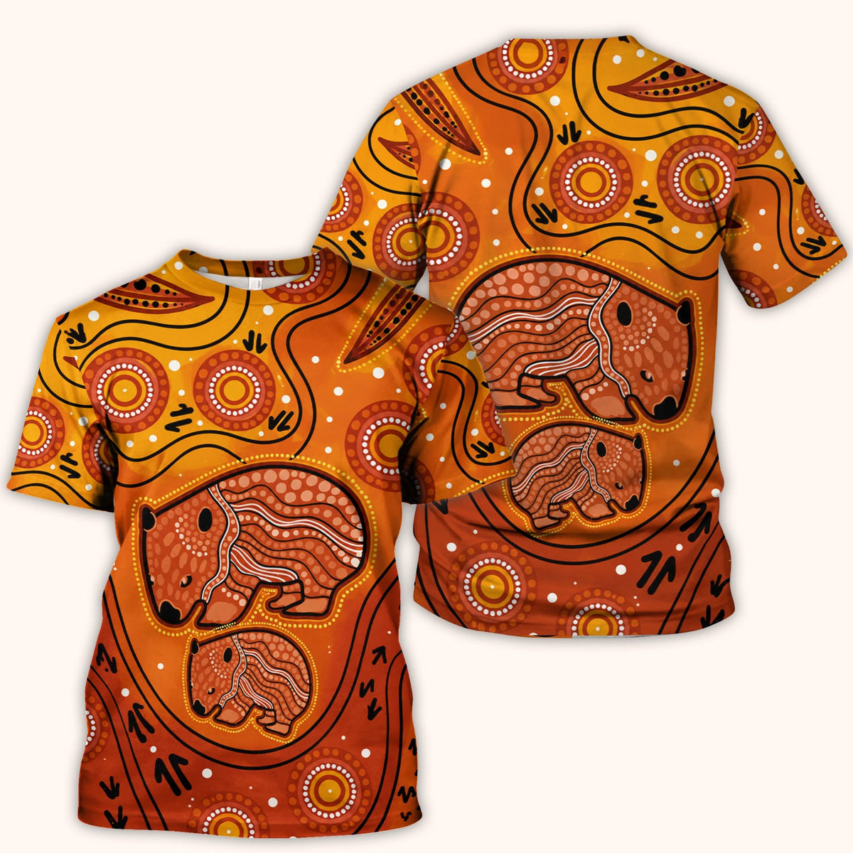 Australian Aboriginal Wombat Family Art Pattern Scrub Top, Comfortable Scrubs for Nurses