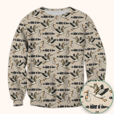 Funny Stork Cat Delivery Pattern Scrub Top, Comfortable Scrubs for Nurses