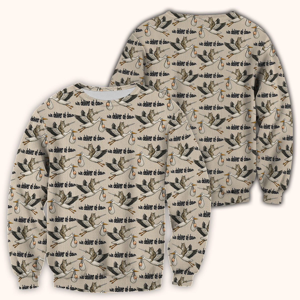 Funny Stork Cat Delivery Pattern Scrub Top, Comfortable Scrubs for Nurses