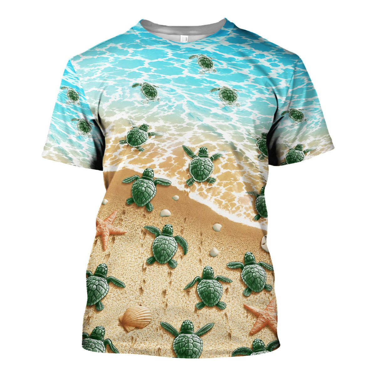 Coastal Sea Turtle Beach Pattern Scrub Top, Comfortable Scrubs for Nurses