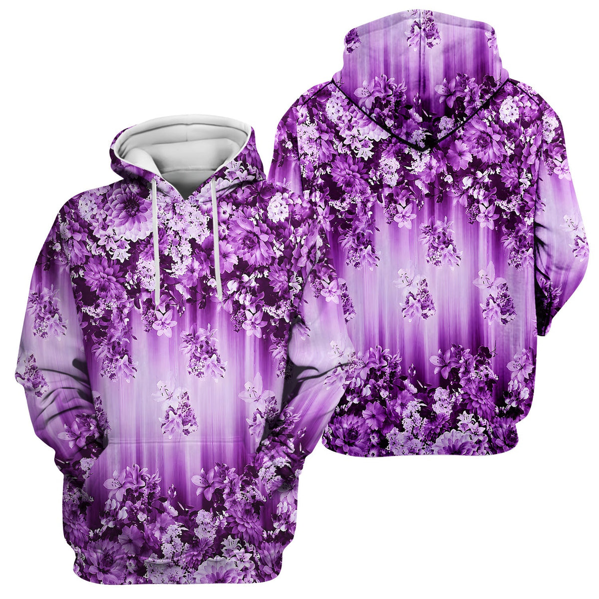 Purple Blossom Garden Pattern Scrub Top, Comfortable Scrubs for Nurses