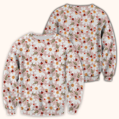 Daisy Ladybug Garden Blossom Pattern Scrub Top, Comfortable Scrubs for Nurses