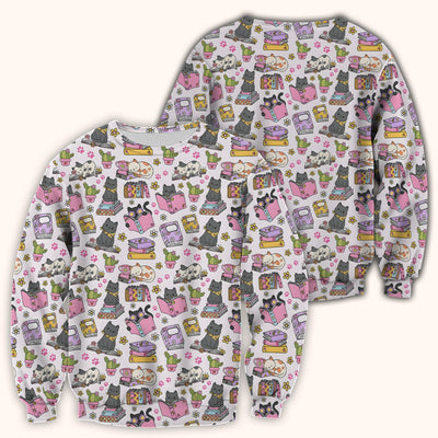 Cute Cat Book Cactus Seamless Pattern Scrub Top, Comfortable Scrubs for Nurses