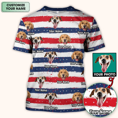 Personalized Dog Flag Stripe Pattern Scrub Top, Comfortable Scrubs for Nurses
