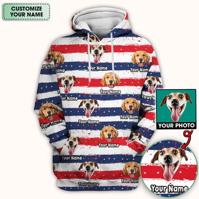 Personalized Dog Flag Stripe Pattern Scrub Top, Comfortable Scrubs for Nurses