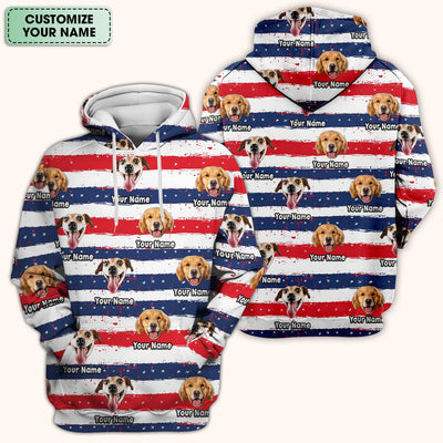 Personalized Dog Flag Stripe Pattern Scrub Top, Comfortable Scrubs for Nurses