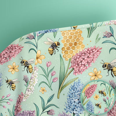 Pastel Wildflower Honeybee Pattern Scrub Top, Comfortable Scrubs for Nurses
