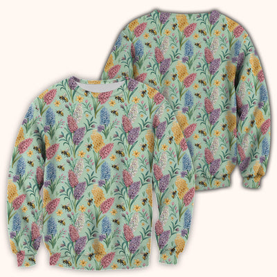 Pastel Wildflower Honeybee Pattern Scrub Top, Comfortable Scrubs for Nurses