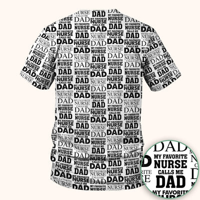 Favorite Nurse Calls Dad Pattern Scrub Top, Comfortable Scrubs for Nurses