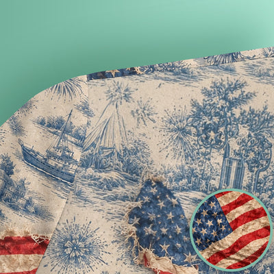 Vintage American Flag Toile Pattern Scrub Top, Comfortable Scrubs for Nurses