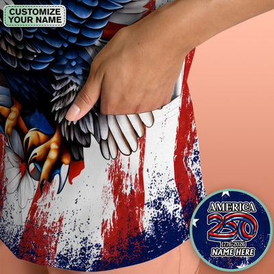 Personalized Patriotic Eagle Flag Pattern Scrub Top, Comfortable Scrubs for Nurses