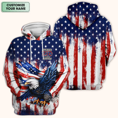 Personalized Patriotic Eagle Flag Pattern Scrub Top, Comfortable Scrubs for Nurses