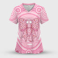 Pink Nurse Bow Stethoscope Pattern Scrub Top, Comfortable Scrubs for Nurses