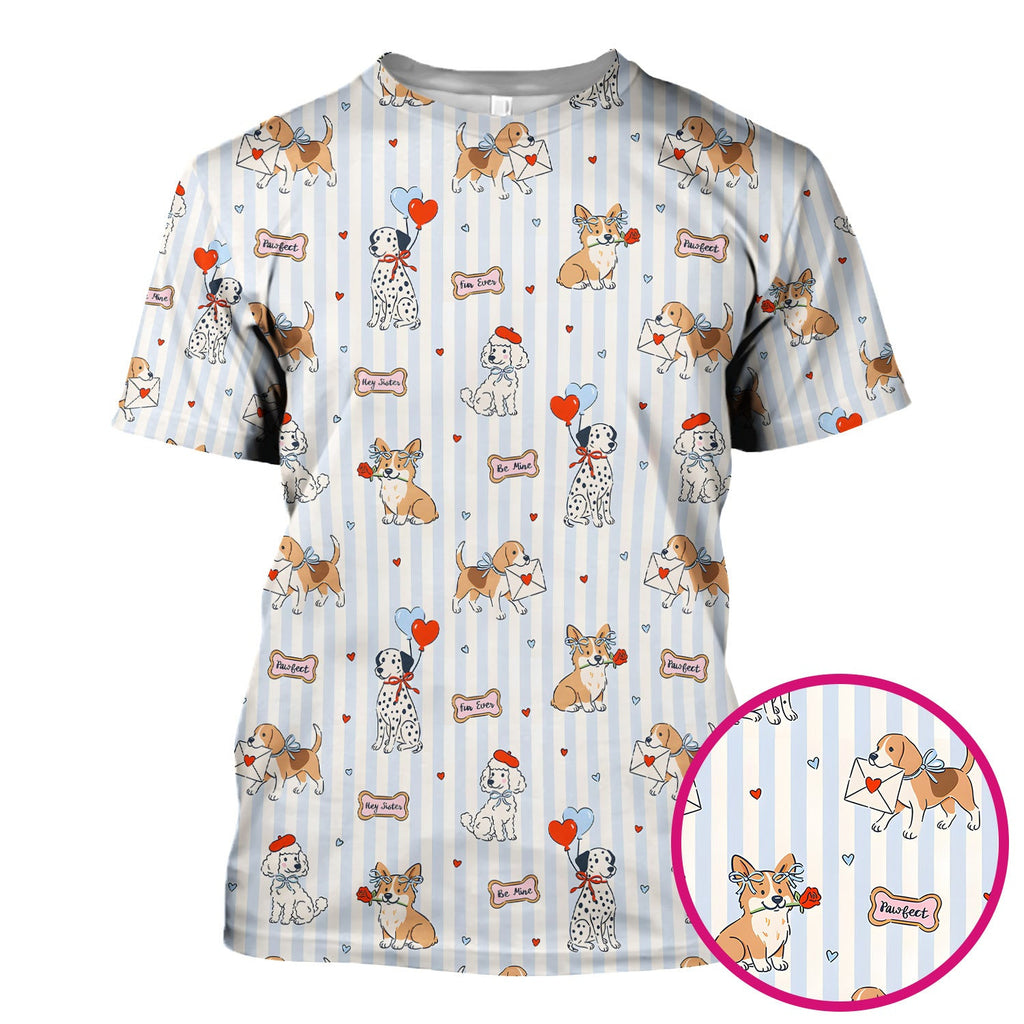 Valentine Puppy Heart Pattern Scrub Top, Comfortable Scrubs for Nurses