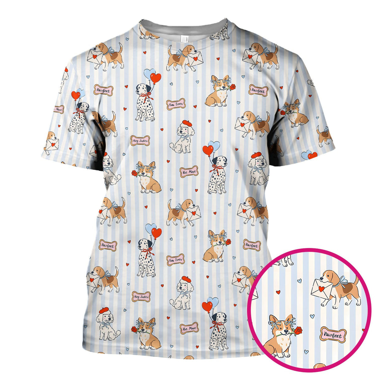 Valentine Puppy Heart Pattern Scrub Top, Comfortable Scrubs for Nurses