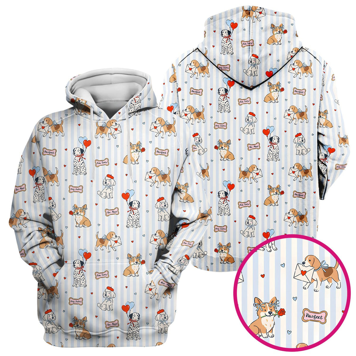 Valentine Puppy Heart Pattern Scrub Top, Comfortable Scrubs for Nurses