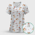 Valentine Puppy Heart Pattern Scrub Top, Comfortable Scrubs for Nurses