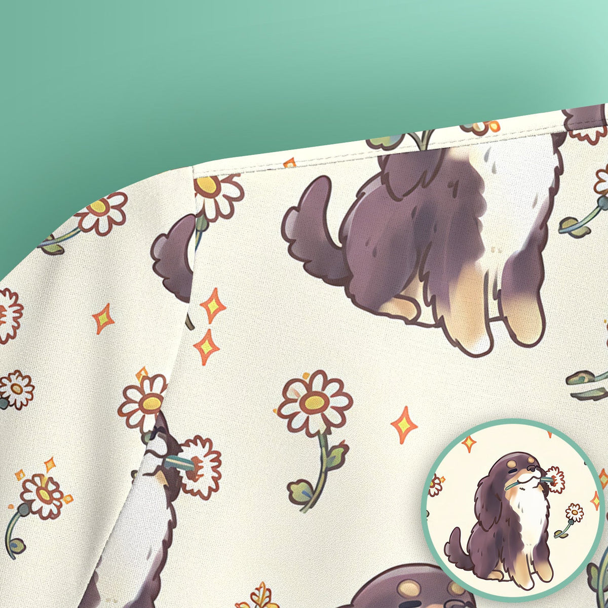 Cute Floral Otter Holding Daisy Pattern Scrub Top, Comfortable Scrubs for Nurses