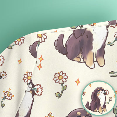 Cute Floral Otter Holding Daisy Pattern Scrub Top, Comfortable Scrubs for Nurses