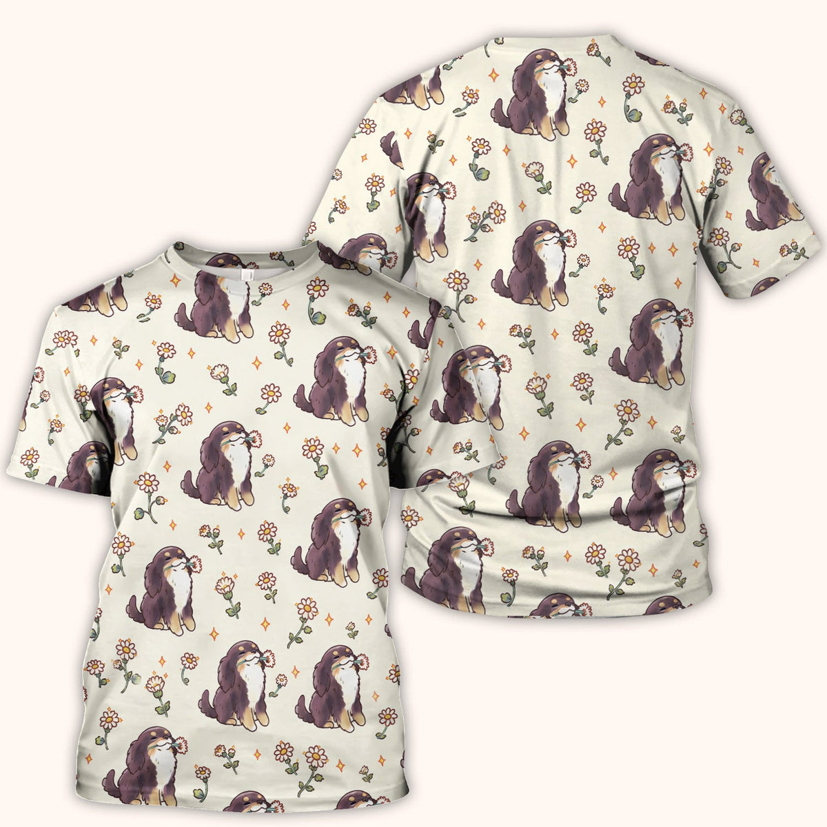 Cute Floral Otter Holding Daisy Pattern Scrub Top, Comfortable Scrubs for Nurses