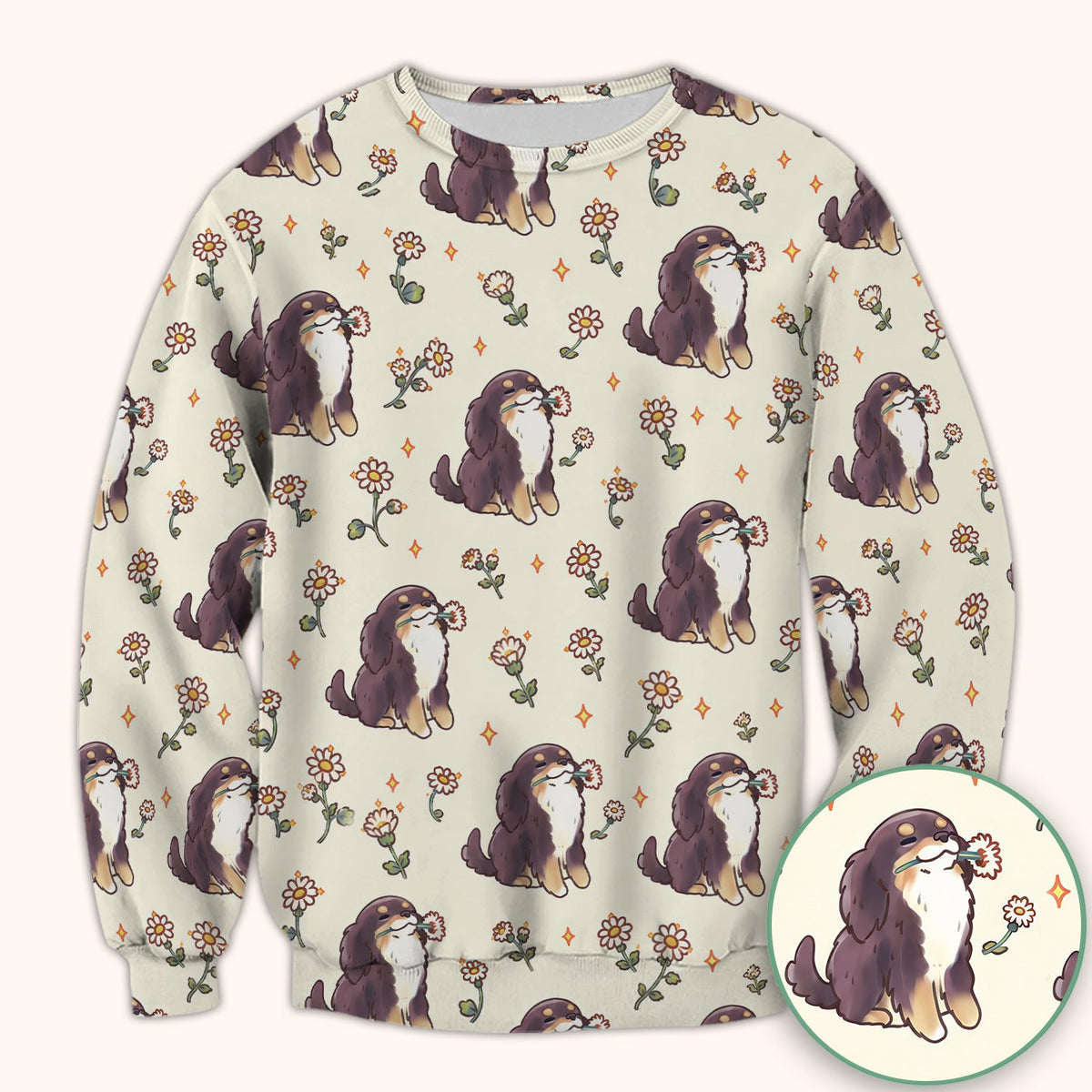 Cute Floral Otter Holding Daisy Pattern Scrub Top, Comfortable Scrubs for Nurses