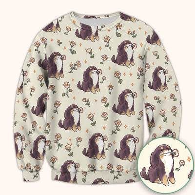 Cute Floral Otter Holding Daisy Pattern Scrub Top, Comfortable Scrubs for Nurses