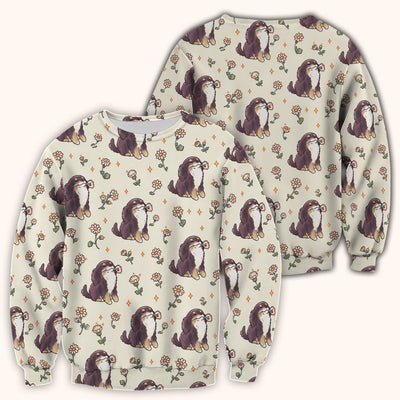 Cute Floral Otter Holding Daisy Pattern Scrub Top, Comfortable Scrubs for Nurses