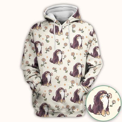Cute Floral Otter Holding Daisy Pattern Scrub Top, Comfortable Scrubs for Nurses