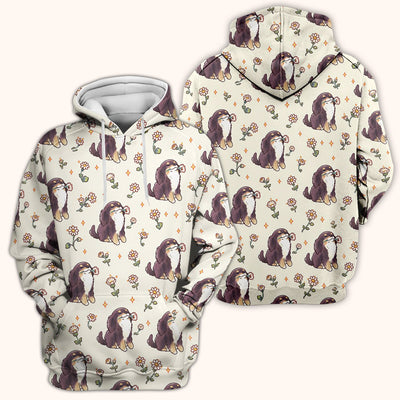 Cute Floral Otter Holding Daisy Pattern Scrub Top, Comfortable Scrubs for Nurses